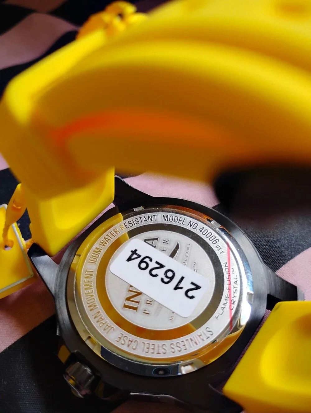 Invicta Bright Yellow Silicone Strap Watch with Black Buckle
